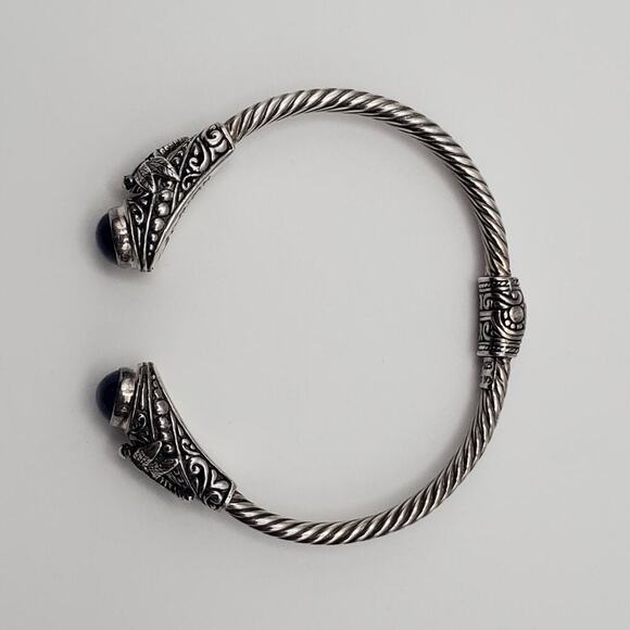 Lapis Bali-Style Dragonfly Cuff Bracelet in Sterling Silver and 18kt Yellow Gold - Picture 11 of 13